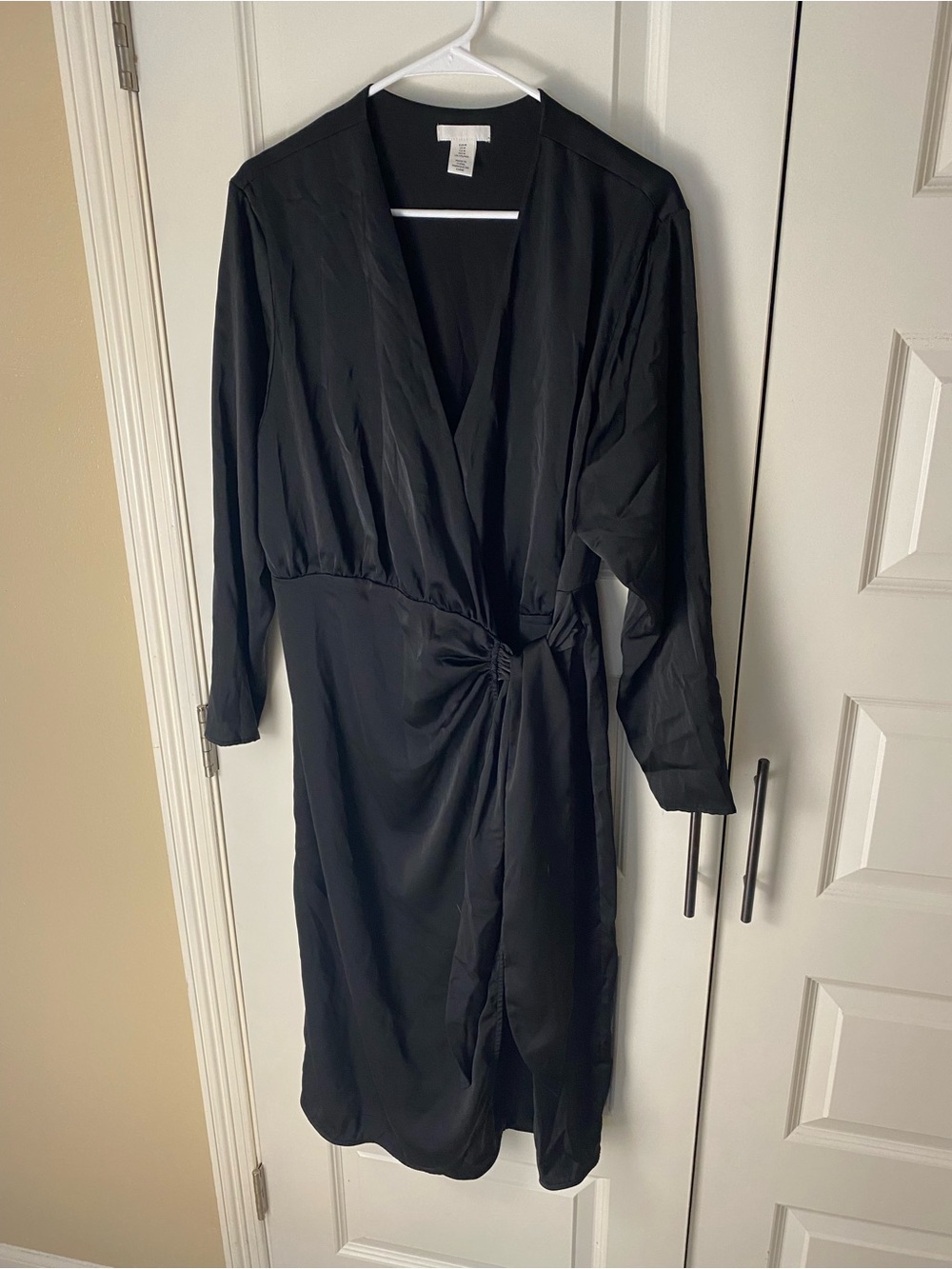 H&M Black Long-Sleeve Wrap Dress with Twist Detail